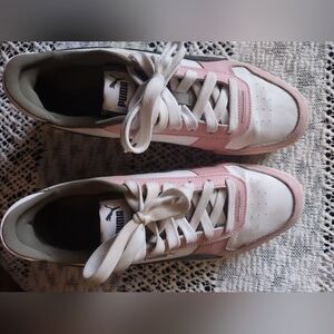 Puma Women's Soft Pink and Cream Sneakers